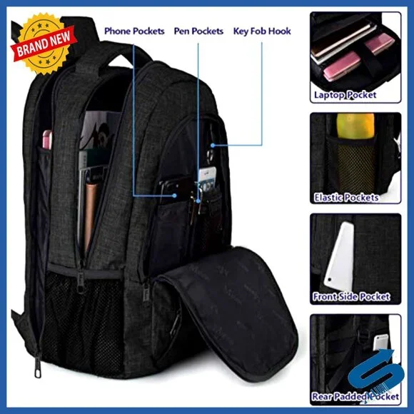 Large Travel Laptop Backpack with USB Charging Port Anti-Theft TSA Friendly